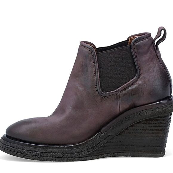 New A.S.98 Talen Wedge Ankle Bootie in Eggplant Leather Size 39 - Picture 9 of 9